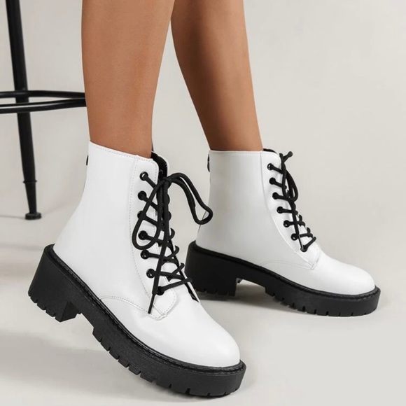 NIB Shein White Combat Boots - Picture 2 of 9